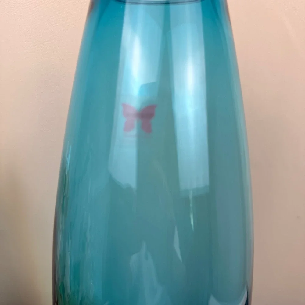 Marquis by Waterford Markham Teal Blue Glass Vase 16 Inch Tapered Centerpiece